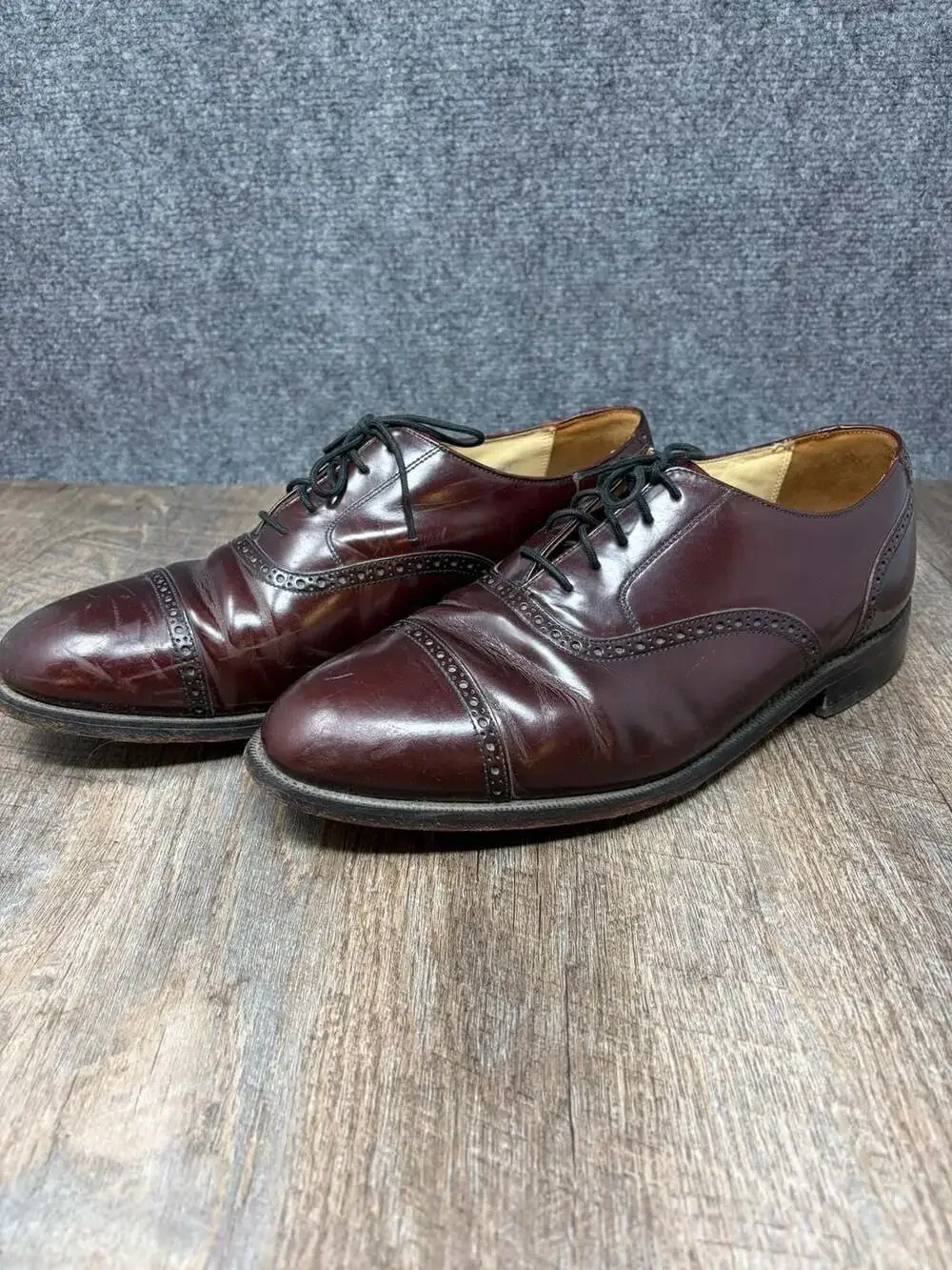 Bostonian Mens Oxfords Size 11EEE Impression Burgundy Leather Cap Toe Dress Shoe